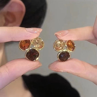 1 Pair Elegant Irregular Plating Inlay Alloy Rhinestones Gold Plated Ear Studs