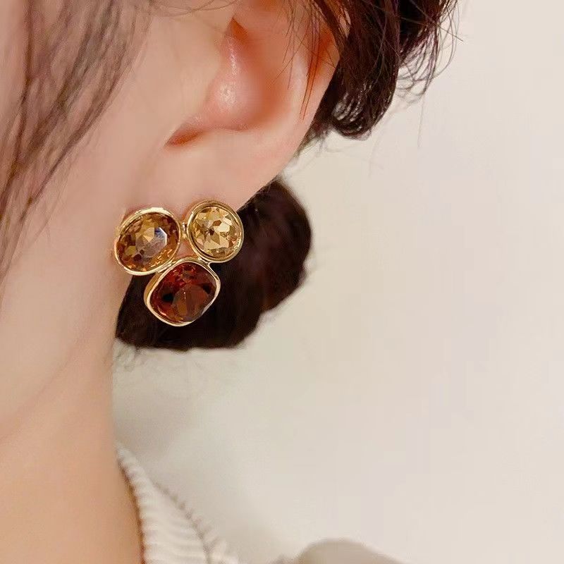 1 Pair Elegant Irregular Plating Inlay Alloy Rhinestones Gold Plated Ear Studs