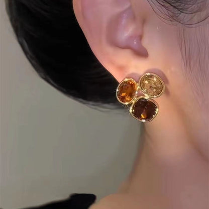 1 Pair Elegant Irregular Plating Inlay Alloy Rhinestones Gold Plated Ear Studs