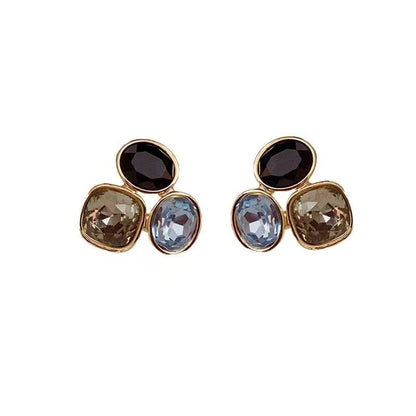 1 Pair Elegant Irregular Plating Inlay Alloy Rhinestones Gold Plated Ear Studs