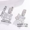 1 Pair Sweet Simple Style Shiny Square Heart Shape Rectangle Inlay Copper Zircon Drop Earrings