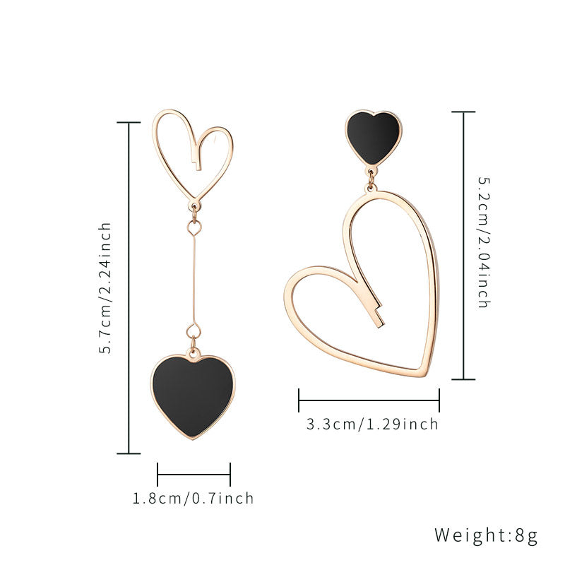 1 Pair Exaggerated Sweet Heart Shape Plating Inlay Stainless Steel Shell Rose Gold Plated Drop Earrings