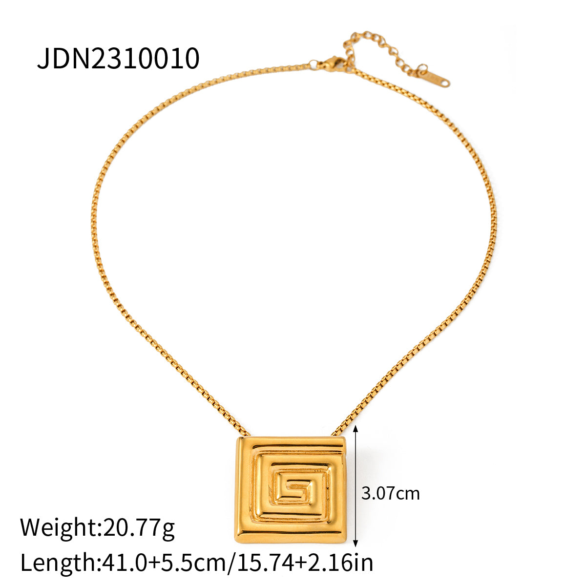 Wholesale Retro Roman Style Geometric Stainless Steel Plating 18k Gold Plated Pendant Necklace