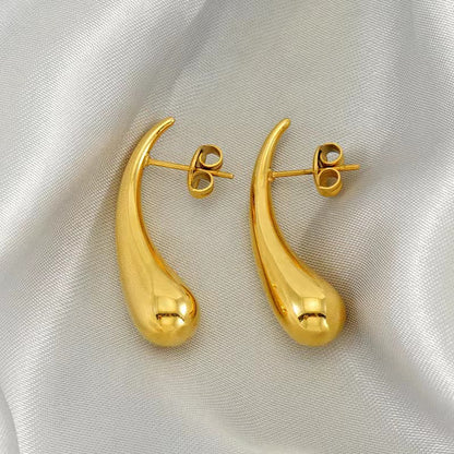 1 Pair Commute Solid Color Plating Stainless Steel 18k Gold Plated Ear Studs