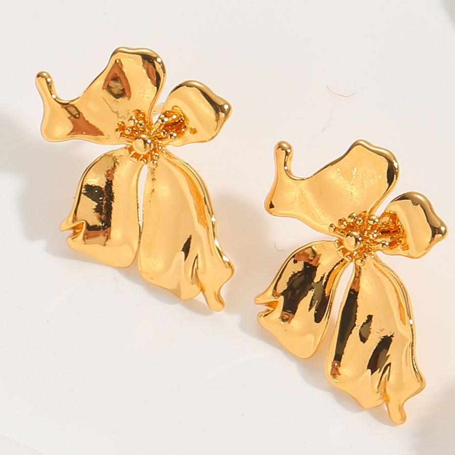 1 Pair Elegant Korean Style Flower Plating Inlay Copper Zircon 14k Gold Plated White Gold Plated Drop Earrings