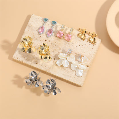 1 Pair Elegant Korean Style Flower Plating Inlay Copper Zircon 14k Gold Plated White Gold Plated Drop Earrings