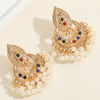 1 Pair Vintage Style Flower Plating Inlay Alloy Artificial Pearls Rhinestones 14k Gold Plated Drop Earrings