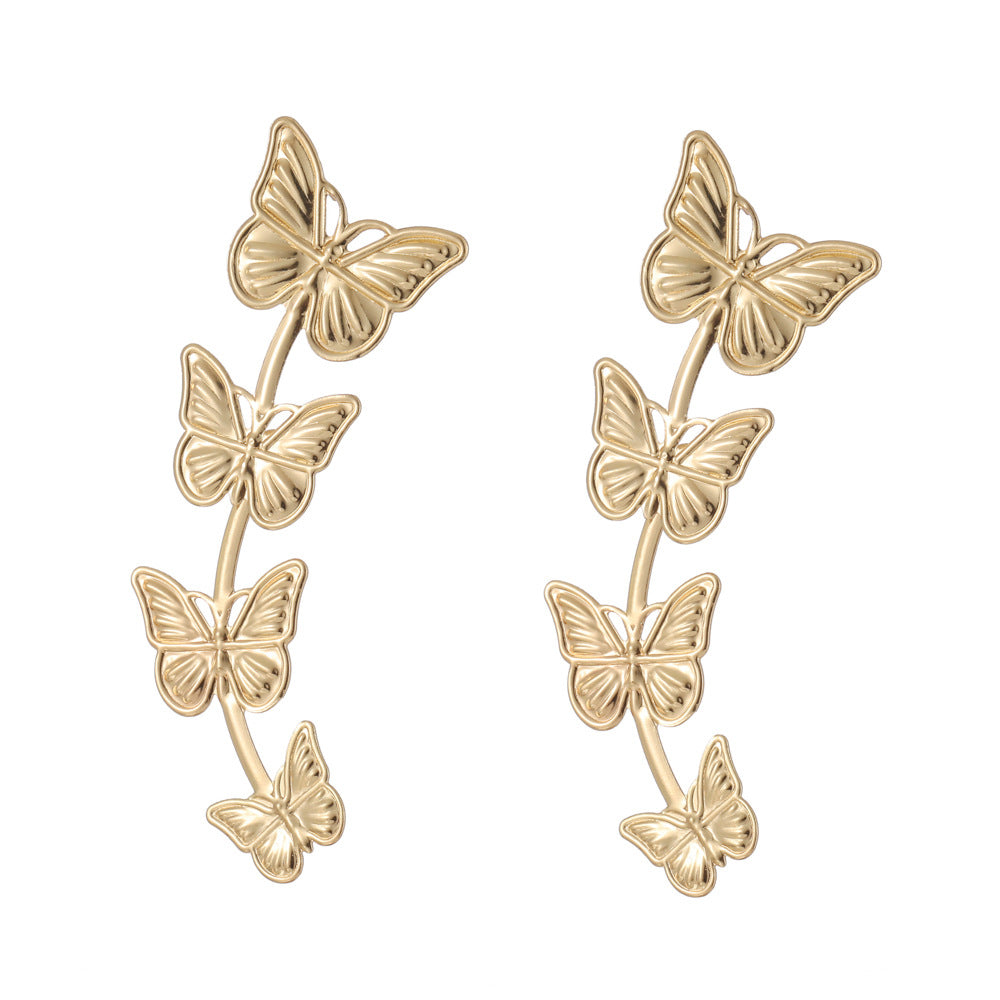 1 Pair Sweet Butterfly Plating Alloy Drop Earrings