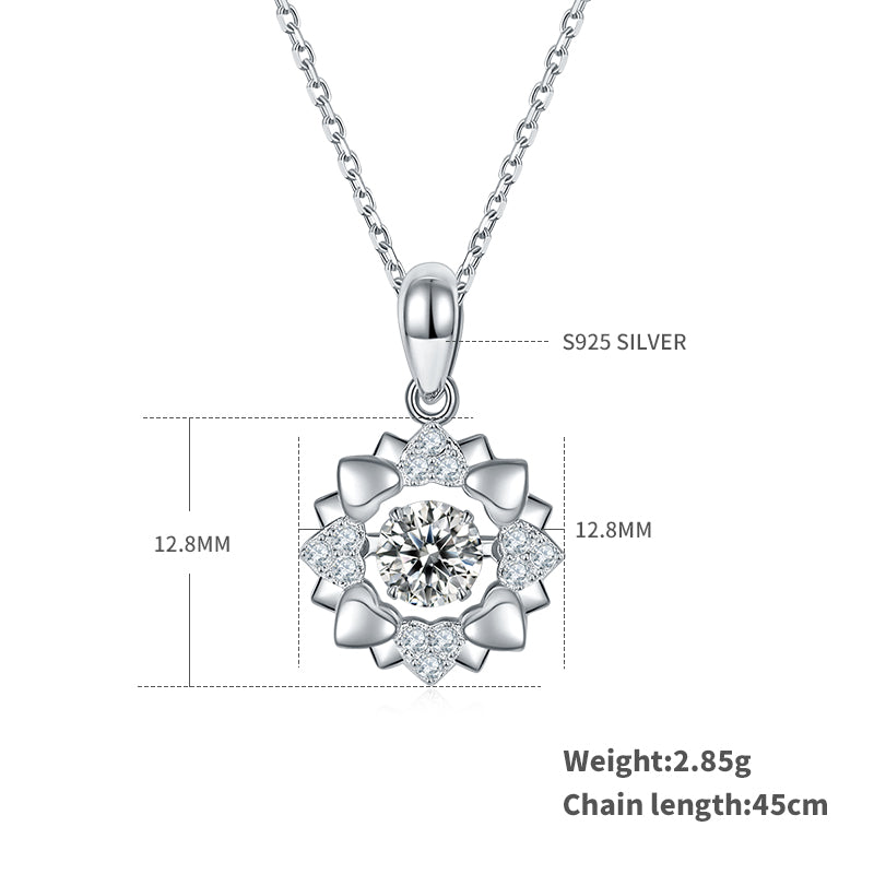 Elegant Classical Snowflake Sterling Silver Gra Plating Inlay Moissanite Rhodium Plated Pendant Necklace