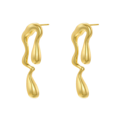 1 Pair Ig Style Casual Simple Style Water Droplets Plating Copper 18k Gold Plated Ear Studs