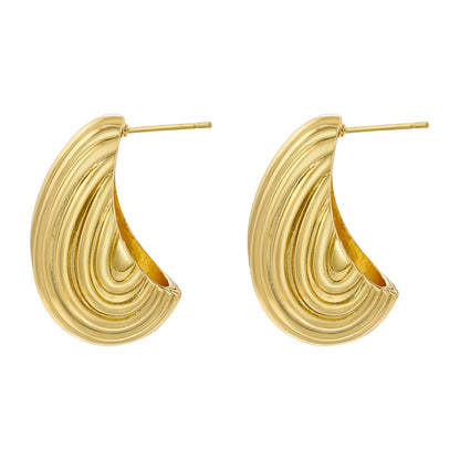 1 Pair Casual Vintage Style Simple Style C Shape U Shape Pentagram Plating Copper 18k Gold Plated Ear Studs