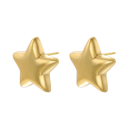 1 Pair Casual Vintage Style Simple Style C Shape U Shape Pentagram Plating Copper 18k Gold Plated Ear Studs