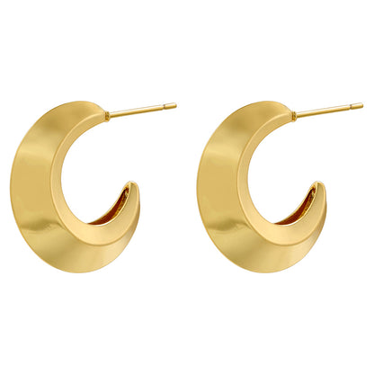 1 Pair Casual Vintage Style Simple Style C Shape U Shape Pentagram Plating Copper 18k Gold Plated Ear Studs