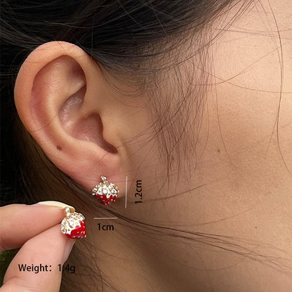 1 Pair Cute Xuping Commute Strawberry Airplane Plating Inlay Copper Alloy Zircon 18k Gold Plated Ear Studs