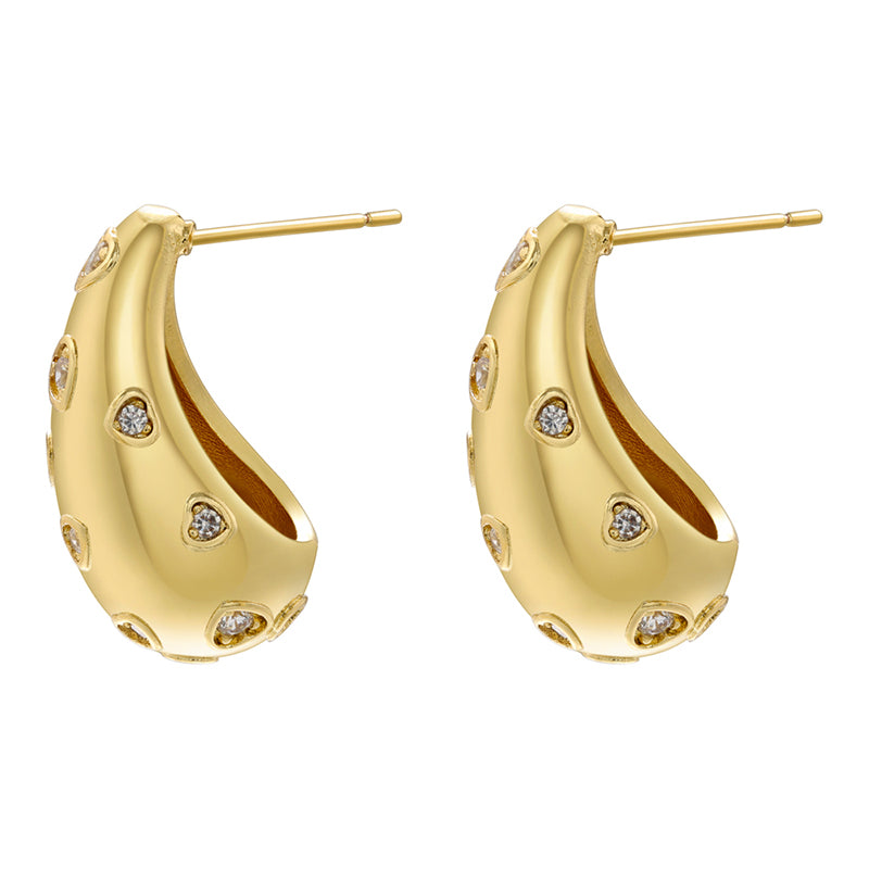 1 Pair Simple Style Streetwear Water Droplets Plating Inlay Copper Zircon 18k Gold Plated Ear Studs