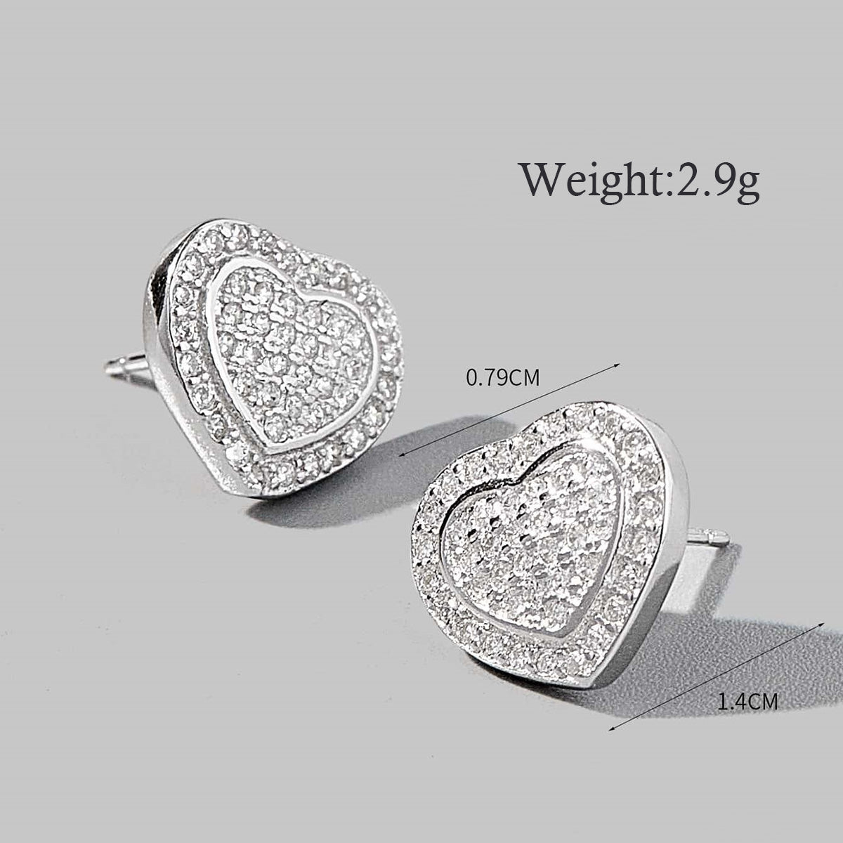 1 Pair Cute Sweet Triangle Heart Shape Plating Inlay Sterling Silver Zircon White Gold Plated Rhodium Plated Ear Studs