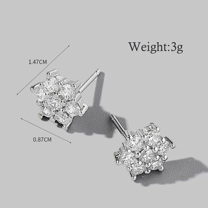 1 Pair Cute Sweet Triangle Heart Shape Plating Inlay Sterling Silver Zircon White Gold Plated Rhodium Plated Ear Studs