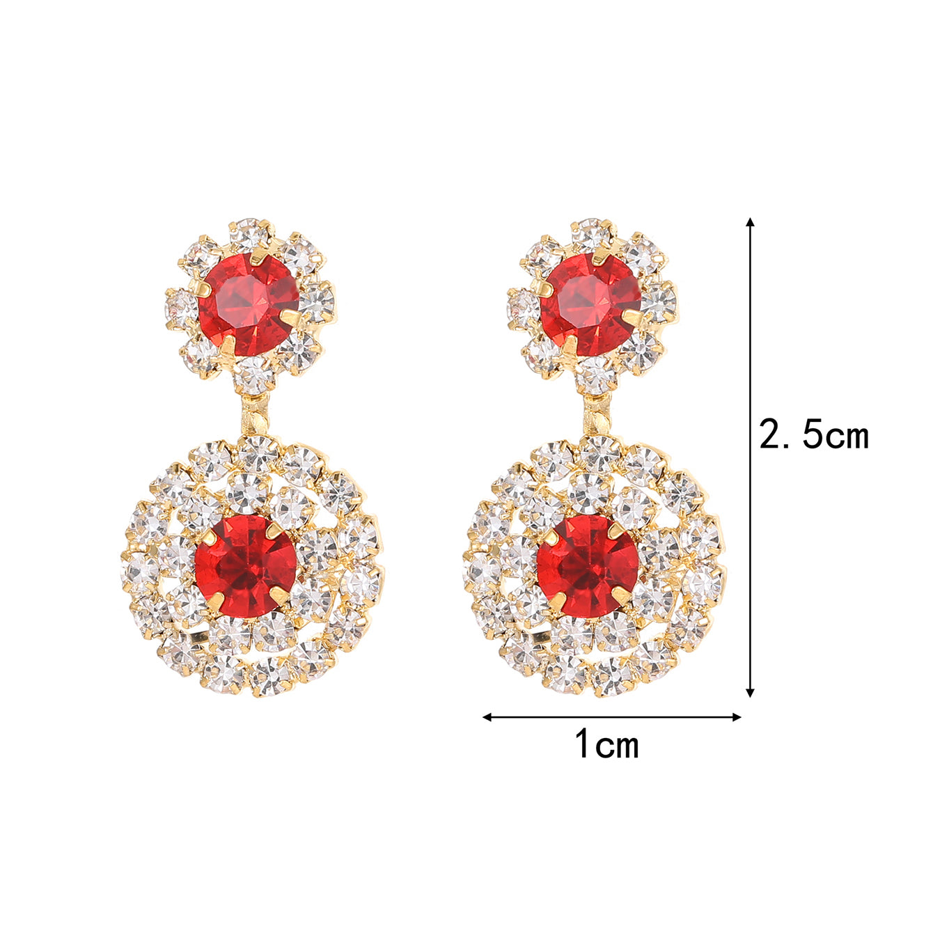 1 Pair Simple Style Shiny Round Copper Plating Inlay Rhinestones Silver Plated Drop Earrings