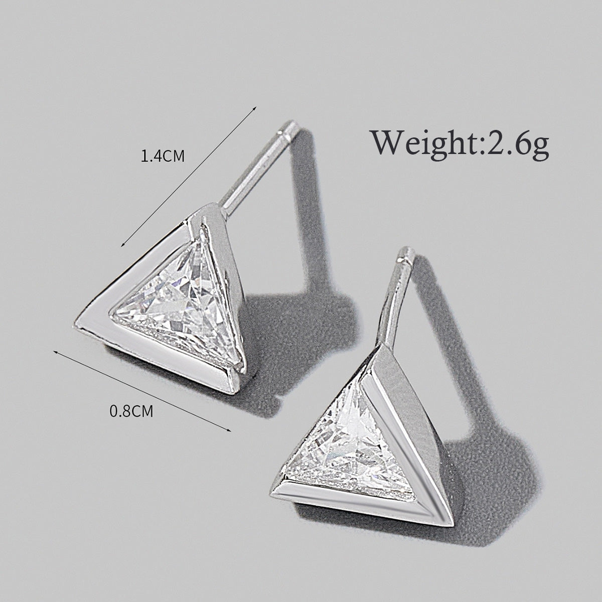 1 Pair Cute Sweet Triangle Heart Shape Plating Inlay Sterling Silver Zircon White Gold Plated Rhodium Plated Ear Studs