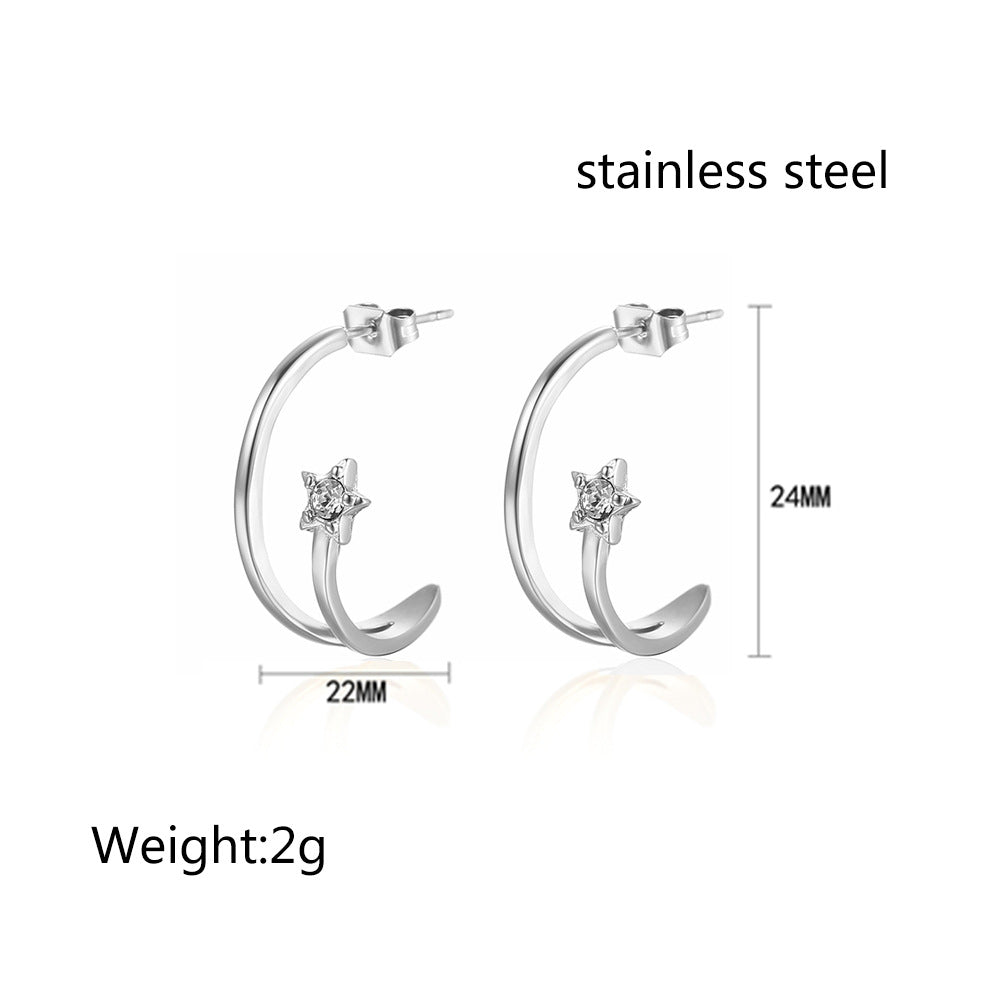 1 Pair Simple Style Solid Color Inlay Titanium Steel Zircon Ear Studs