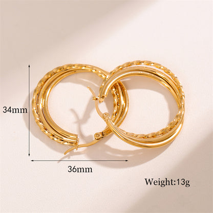 1 Pair Retro Simple Style U Shape Round Oval Plating Stainless Steel 18k Gold Plated Earrings