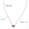 Sexy Romantic Lips Sterling Silver Plating Chain Inlay Zircon White Gold Plated Pendant Necklace