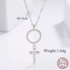 Simple Style Commute Cross Letter Sterling Silver Plating Inlay Zircon White Gold Plated Pendant Necklace