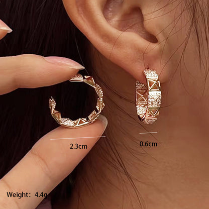 1 Pair Simple Style Geometric Heart Shape Plating Inlay Alloy Copper Alloy Artificial Gemstones 18k Gold Plated White Gold Plated Ear Studs