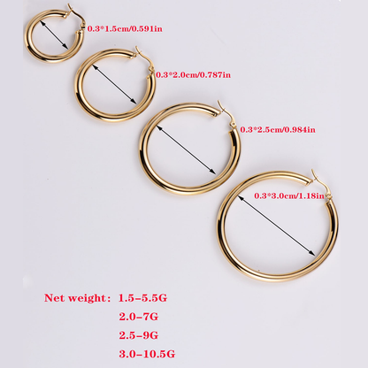 4 Pairs Simple Style Classic Style Solid Color Plating Stainless Steel 18k Gold Plated Earrings