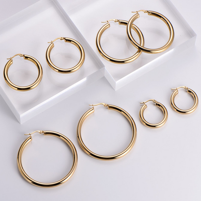 4 Pairs Simple Style Classic Style Solid Color Plating Stainless Steel 18k Gold Plated Earrings