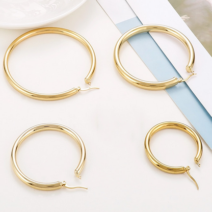 4 Pairs Simple Style Classic Style Solid Color Plating Stainless Steel 18k Gold Plated Earrings