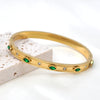 Lady Solid Color Stainless Steel Plating Inlay Artificial Gemstones Bangle