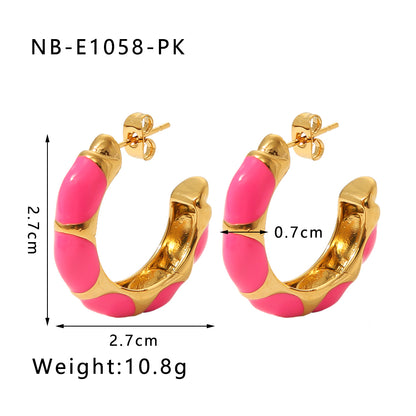 1 Pair Vintage Style Simple Style C Shape Epoxy Plating Stainless Steel 18k Gold Plated Ear Studs