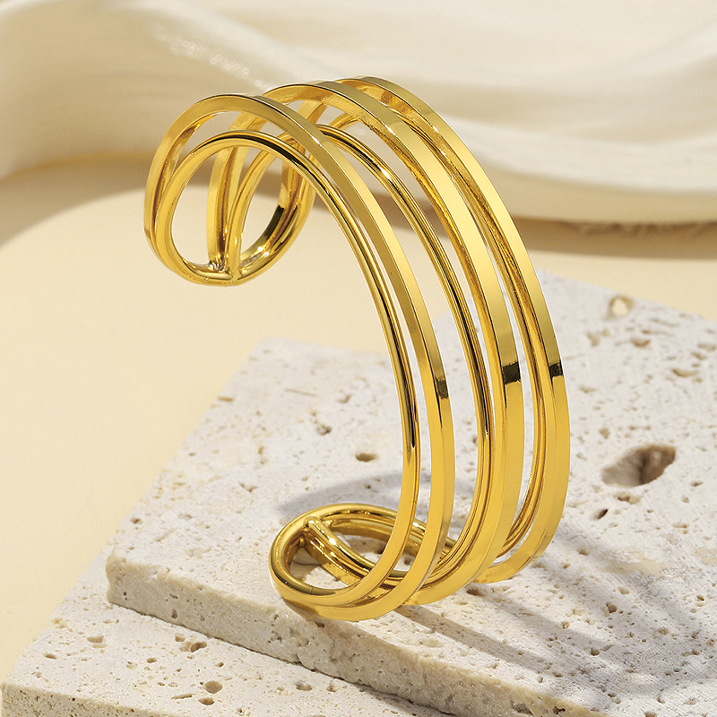 French Style Simple Style Solid Color Copper Plating 18k Gold Plated Bangle