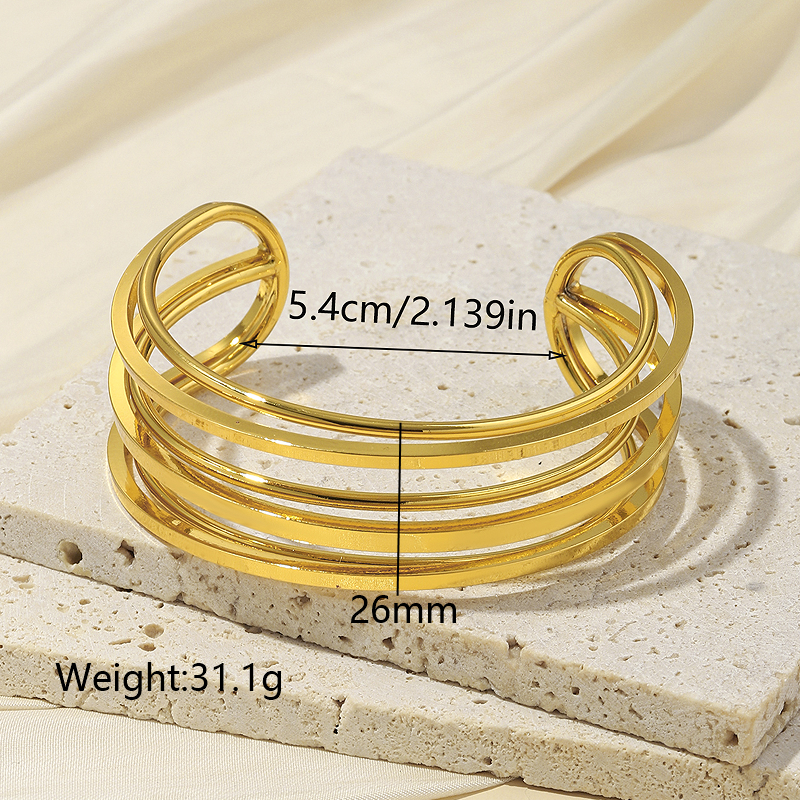 French Style Simple Style Solid Color Copper Plating 18k Gold Plated Bangle