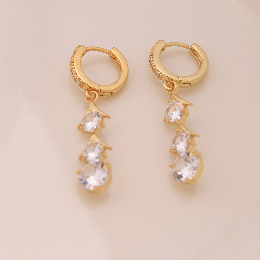 1 Pair Ig Style Sweet Color Block Plating Inlay Copper Zircon 18k Gold Plated Silver Plated Drop Earrings