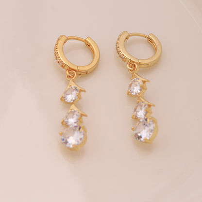 1 Pair Ig Style Sweet Color Block Plating Inlay Copper Zircon 18k Gold Plated Silver Plated Drop Earrings