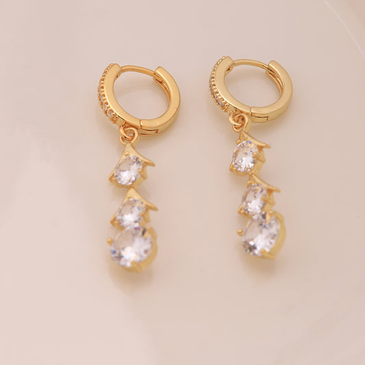 1 Pair Ig Style Sweet Color Block Plating Inlay Copper Zircon 18k Gold Plated Silver Plated Drop Earrings