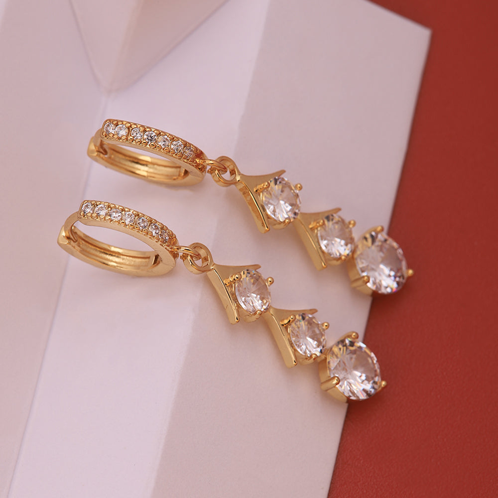 1 Pair Ig Style Sweet Color Block Plating Inlay Copper Zircon 18k Gold Plated Silver Plated Drop Earrings