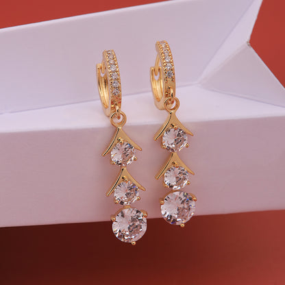 1 Pair Ig Style Sweet Color Block Plating Inlay Copper Zircon 18k Gold Plated Silver Plated Drop Earrings