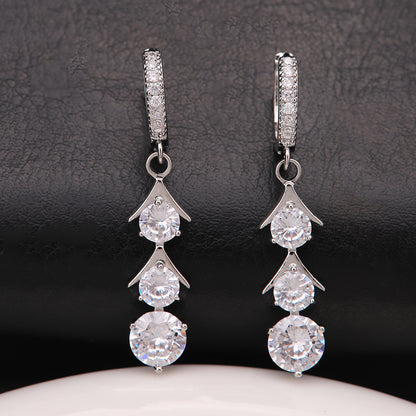 1 Pair Ig Style Sweet Color Block Plating Inlay Copper Zircon 18k Gold Plated Silver Plated Drop Earrings