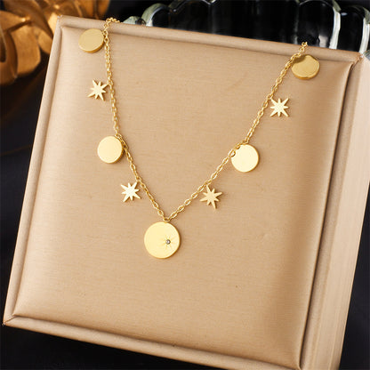 Wholesale Elegant Lady Geometric Titanium Steel Plating 18k Gold Plated Necklace