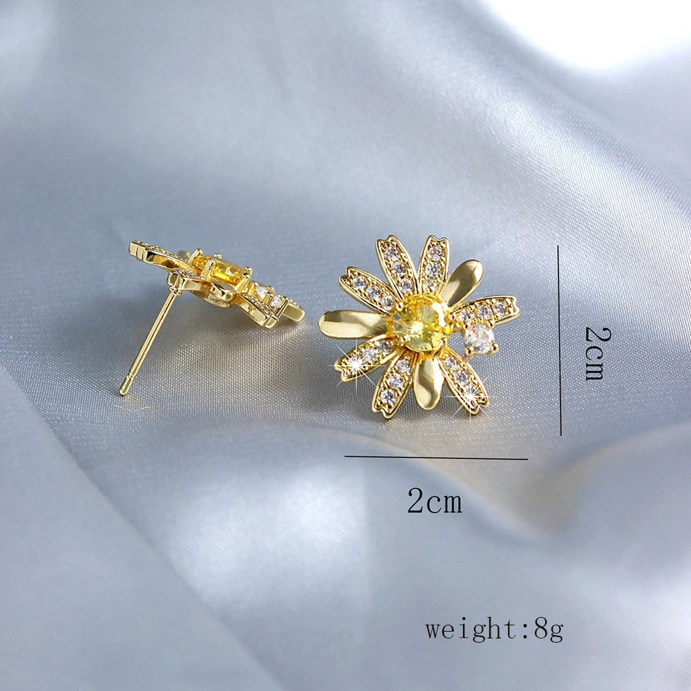 1 Pair Vintage Style Sweet Flower Plating Inlay Copper Zircon 18k Gold Plated Ear Studs