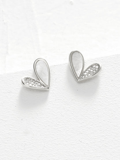 1 Pair Ig Style Heart Shape Inlay Stainless Steel Rhinestones Ear Studs