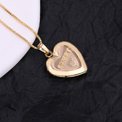 Casual Streetwear Heart Shape Copper Plating 18k Gold Plated Pendant Necklace