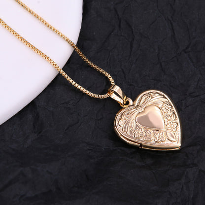 Casual Streetwear Heart Shape Copper Plating 18k Gold Plated Pendant Necklace