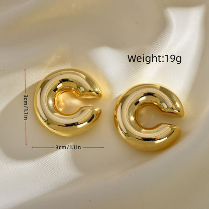 1 Pair Simple Style C Shape Plating Stainless Steel Ear Cuffs