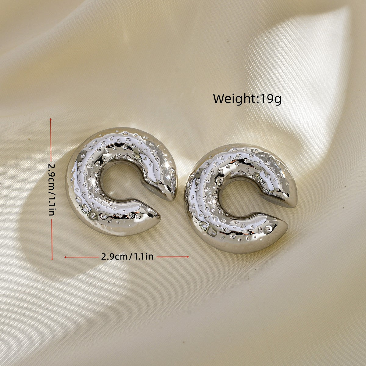 1 Pair Simple Style C Shape Plating Stainless Steel Ear Cuffs