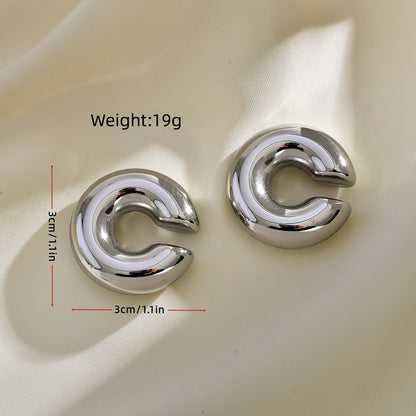 1 Pair Simple Style C Shape Plating Stainless Steel Ear Cuffs