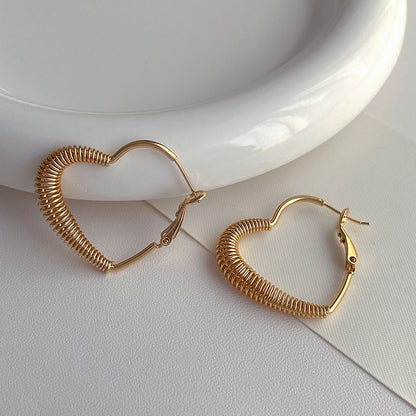 1 Piece Elegant Sweet Heart Shape Plating Copper 18k Gold Plated White Gold Plated Hoop Earrings